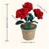 000ee3fb-615a-4bb0-ae57-166b8415e4a5 Goodsright Decor 1pc, Artificial Crochet Roses In Pot, Handmade Fabric Yarn Flowers, Decorative Tabletop Plant, Home Decor Faux Floral, 4.17inch Height - Rustic Charm
