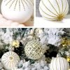 Goodsright Decor 30pcs Large 60MM Golden & White Painted Shatterproof Christmas Tree Ornaments - Traditional Festive Hanging Decorations for Wedding and Holiday - Durable Plastic Material, No Feathers, Easy to Hang