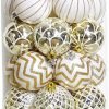 Goodsright Decor 30pcs Large 60MM Golden & White Painted Shatterproof Christmas Tree Ornaments - Traditional Festive Hanging Decorations for Wedding and Holiday - Durable Plastic Material, No Feathers, Easy to Hang
