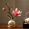 Goodsright Decor 1pc, Artificial Chinese Water Lily & Magnolia Flowers With Ceramic Vase Set, Tabletop Decor, Living Room & Dining Table Decorative Bonsai Display Accessories