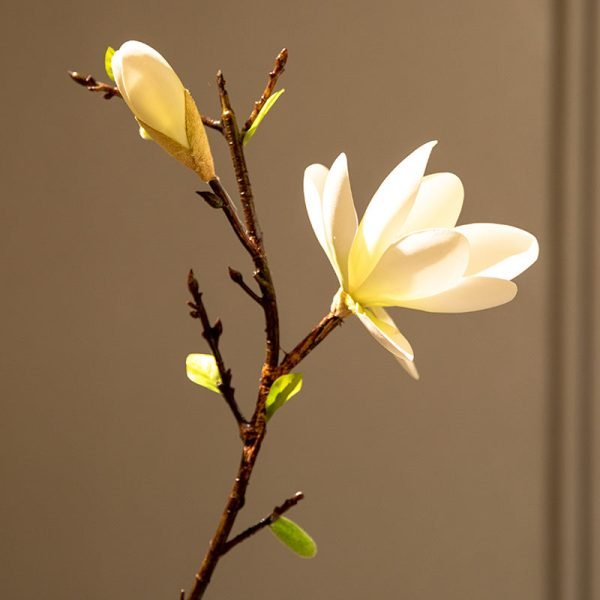 Goodsright Decor 1pc, Artificial Chinese Water Lily & Magnolia Flowers With Ceramic Vase Set, Tabletop Decor, Living Room & Dining Table Decorative Bonsai Display Accessories