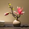 Goodsright Decor 1pc, Artificial Chinese Water Lily & Magnolia Flowers With Ceramic Vase Set, Tabletop Decor, Living Room & Dining Table Decorative Bonsai Display Accessories