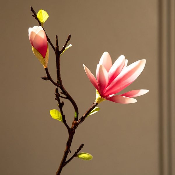 Goodsright Decor 1pc, Artificial Chinese Water Lily & Magnolia Flowers With Ceramic Vase Set, Tabletop Decor, Living Room & Dining Table Decorative Bonsai Display Accessories