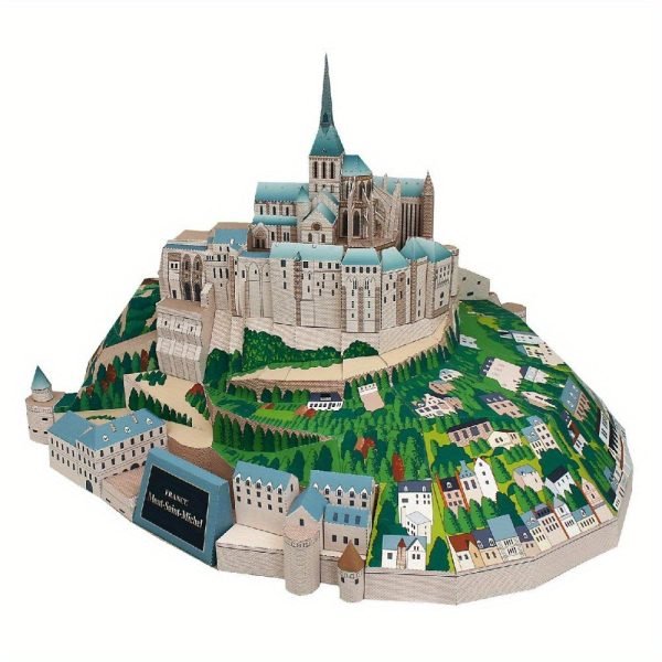 1712546266121-368b9c0606de473e91113fc3231d5408-goods Goodsright Decor Saint-Michel Abbey 3D Paper Model Kit - Handmade DIY World Famous Architecture Replica, Coated Finish, Ideal for Bedroom, Living Room, Office, Study Decor