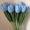 Goodsright Decor 6pcs Contemporary Style Crocheted Tulips - Handmade Artificial Flower Bouquet with Stems and Leaves, Decorative Faux Floral Arrangement for Home and Table Decor
