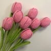 Goodsright Decor 6pcs Contemporary Style Crocheted Tulips - Handmade Artificial Flower Bouquet with Stems and Leaves, Decorative Faux Floral Arrangement for Home and Table Decor
