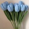 Goodsright Decor 6pcs Contemporary Style Crocheted Tulips - Handmade Artificial Flower Bouquet with Stems and Leaves, Decorative Faux Floral Arrangement for Home and Table Decor