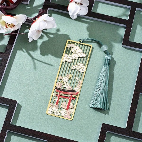 Goodsright Decor 4Pcs Japanese Style Metal Bookmarks, Fushimi Wind Gift Box, Traditional East Asian Souvenir, Elegant Design, Durable Other Metal Materials