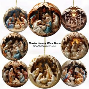 Goodsright Decor "Holy Night" 16-Piece Nativity Scene Wooden Ornaments Set - Perfect For Home, Church & Holiday Decorations