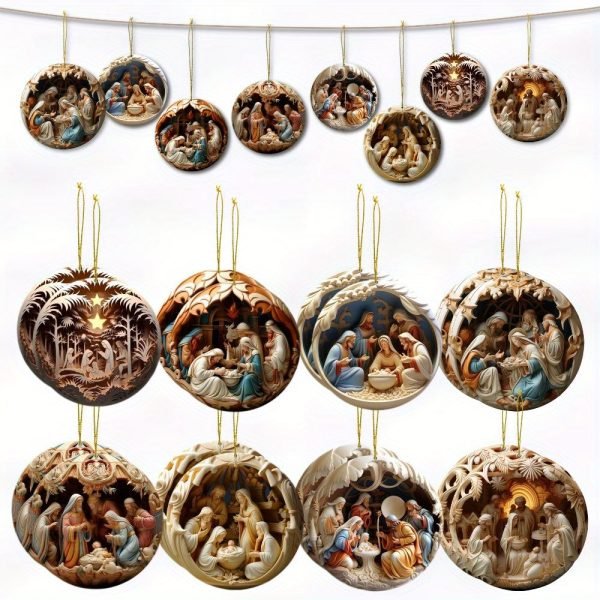 Goodsright Decor "Holy Night" 16-Piece Nativity Scene Wooden Ornaments Set - Perfect For Home, Church & Holiday Decorations