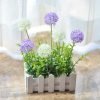 Goodsright Decor Glam Style Decorative Artificial Flower Swags with Realistic Faux Lavender and Hydrangea Set in Wooden Fence Pot for Balcony, Living Room Window Display