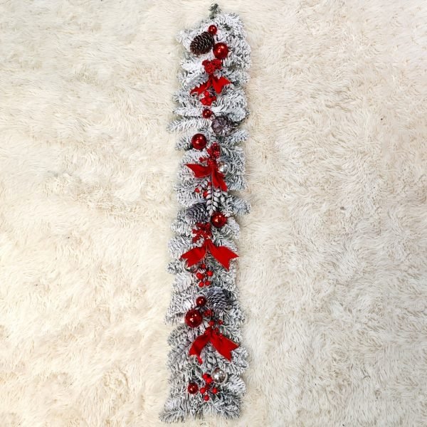 1df4d687fae800c1372564a0cf757116-1 Goodsright Decor 1pc Glamorous Christmas Flocking Wreath - Door Hanging Decoration with Rattan Reverse Hanging Tree Design, Festive Holiday Decor, No Feathers, Ideal for Indoor and Outdoor Use