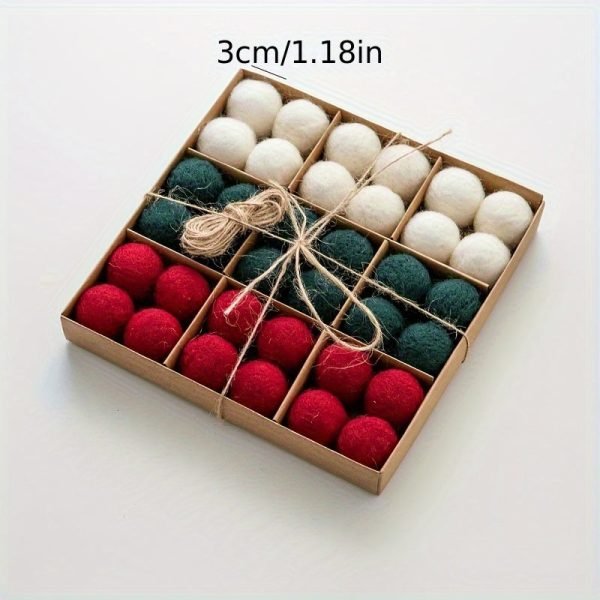 Goodsright Decor 36-Pack Wool Felt Balls, 1.18in Christmas Tree Ornaments, European Style, Festive Window & Scene Decor, Holiday Decorations, Boxed Set
