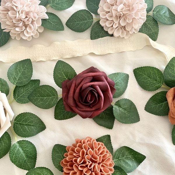 Goodsright Decor 25pcs Vibrant Red & Orange Artificial Flower Set - Lush Fake Roses & Dahlias for DIY Wedding Bouquets, Engagements, Parties, & Indoor/Outdoor Decor - Premium Quality, Long-lasting Beauty