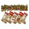 Goodsright Decor 5pcs Christmas Socks, Family Parties, Large Burlap Cartoon Christmas Socks, Home Decoration, Rural Farmhouse Stockings, Set Of Christmas Decorations, Scene Decor, Room Decor, Home Decor, Holiday Party Decor, Christmas Decor