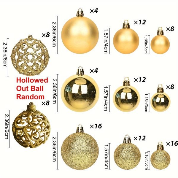Goodsright Decor 100-Piece Golden Christmas Ornaments - Durable Shatterproof Hanging Baubles for Elegant Christmas Tree Decoration - Perfect for Xmas, Holiday, and Wedding Party Decor