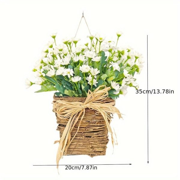 Goodsright Decor Lush Artificial Daisy Flower Basket Wreath - Realistic Decor for Doors, Year-Round Home Accent - Durable, Vibrant Colors, Perfect for Indoor/Outdoor Use