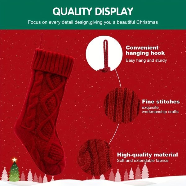 Goodsright Decor 4pcs, Christmas Socks, Christmas Socks, 18 Inch Large Wired Knit Socks, Family Holiday Christmas Party Decorations, Wine Red Christmas Socks, Scene Decor, Festivals Decor, Home Decor, Offices Decor, Theme Party Decor, Christmas Decor