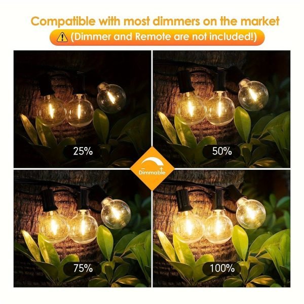 Goodsright Decor Waterproof 50Ft LED G40 Globe String Lights ?C Dimmable, Energy-Efficient & Warm Ambiance for All Festive Occasions, 27+2 Shatterproof Bulbs, US Ready
