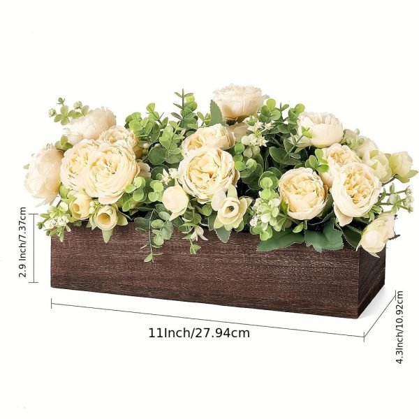 Goodsright Decor Rustic Wood Tray with Lifelike Artificial Flowers - Stylish Farmhouse Centerpiece for Dining & Living Rooms - Durable Coffee Table Decor