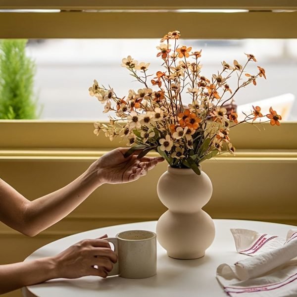 Goodsright Decor 4pcs 16 Delicate Petal Heads Artificial Flowers - Realistic Retro-Style Blooms with Small Tassel Accents - Perfect for Enhancing Home Decor, Beautiful Ornaments for Living Room Table Centerpieces or Coffee Table Decor