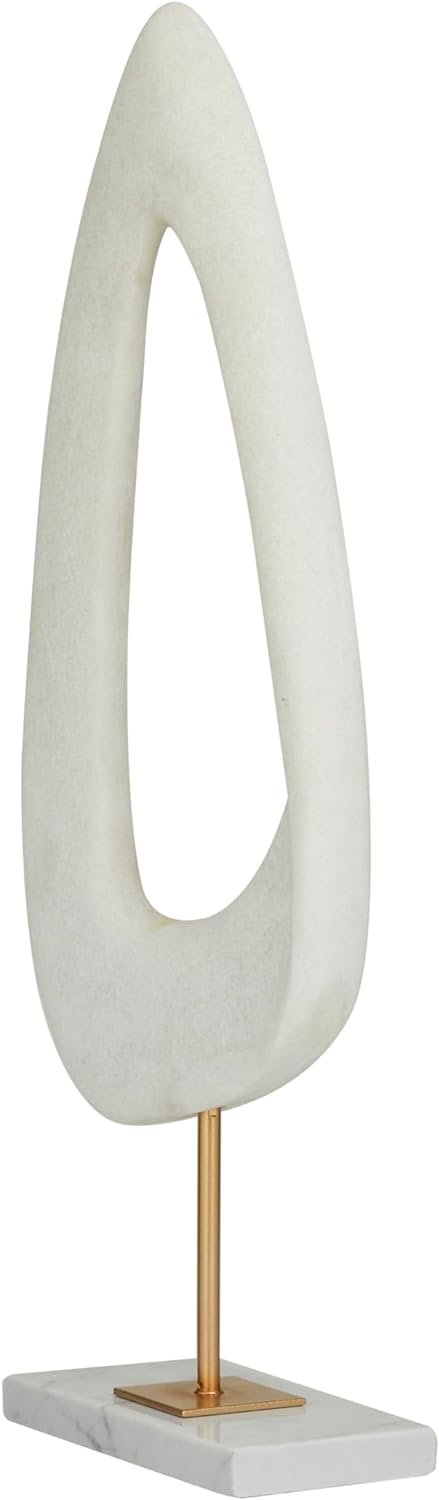 510e_X9OcZL._AC_SL1500 Goodsright Decor 79 Polystone Abstract Decorative Sculpture Cut-Out Home Decor Statue with Marble Stand, Accent Figurine 7" x 3" x 20", White