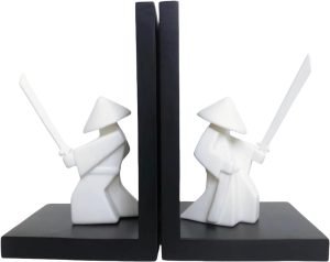 519jfNCsTwL._AC_SL1500 Goodsright Decor Chivalrous Samurai Bookends, Modern Chinese Tai Chi Character Book Ends, Heavy Abstract Bookend, Japanese Warrior Statue Book Stoppers, Kongfu Non-Slip Crafts Book Ends, for Office Home Decor(Color:B)