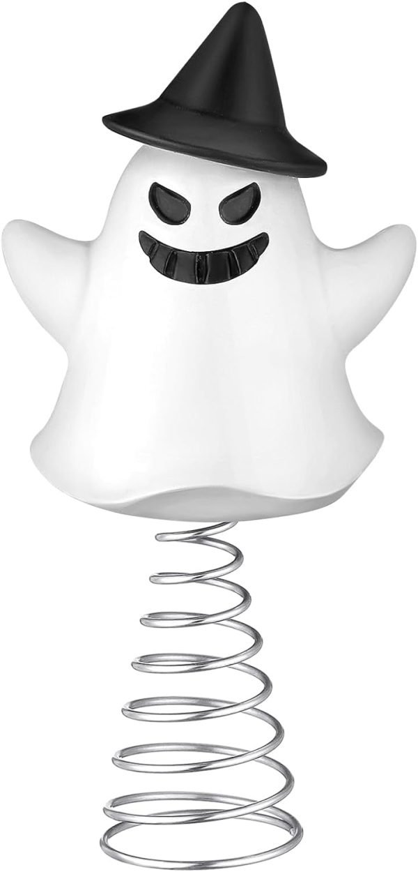 Goodsright Decor Halloween Pumpkin Skull Ghost Miniature Tree Topper Spooky Halloween Ornaments Pumpkin Halloween Tree Topper 4 Inches Mini Halloween Christmas Tree Ornaments for Halloween Party (Ghost)