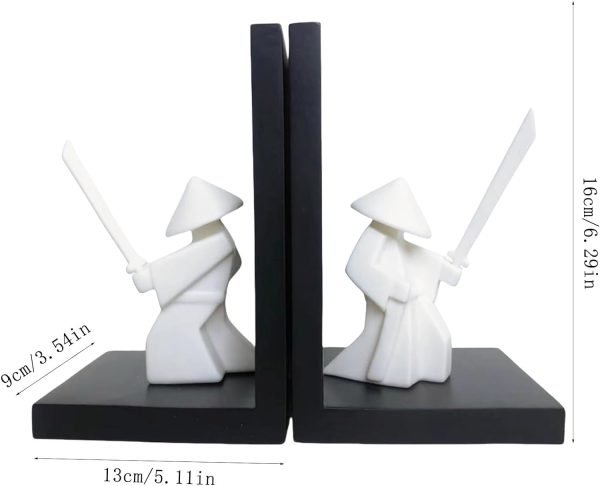 51Pt97toViL._AC_SL1500 Goodsright Decor Chivalrous Samurai Bookends, Modern Chinese Tai Chi Character Book Ends, Heavy Abstract Bookend, Japanese Warrior Statue Book Stoppers, Kongfu Non-Slip Crafts Book Ends, for Office Home Decor(Color:B)