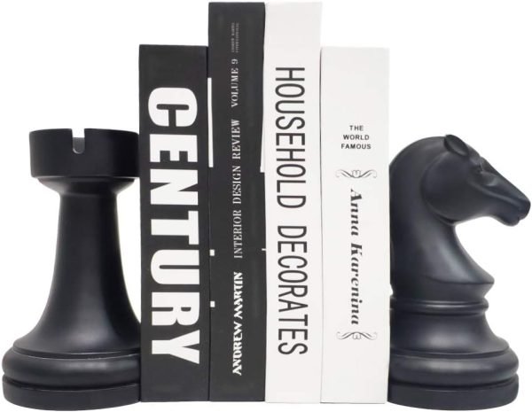 51mIycgaFmL._AC_SL1000 Goodsright Decor Decorative Bookends Chess Bookends, Book Shelf Decor Book Ends for Heavy Books, Heavy Bookends Book Stoppers for Desk Decoration, Unique Bookends Decor for Office Home (Chess Bookends)