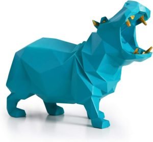 51oQkloFwDL._AC_SL1300 Goodsright Decor Hippo Statue Sculpture Modern Decor Home Gifts Animal Figurine Table Centerpiece Crafts Polyresin Arts Blue 7.1inch