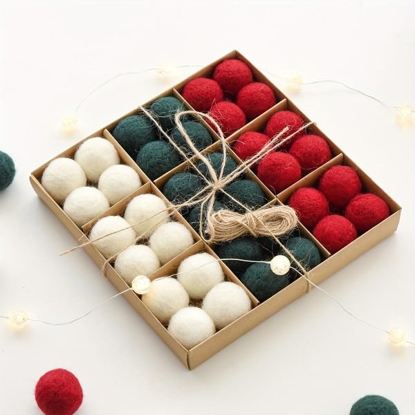Goodsright Decor 36-Pack Wool Felt Balls, 1.18in Christmas Tree Ornaments, European Style, Festive Window & Scene Decor, Holiday Decorations, Boxed Set