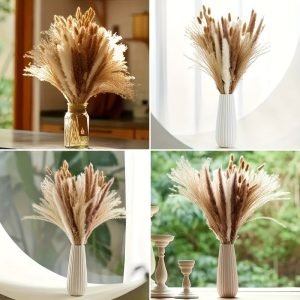 Goodsright Decor 200pcs Artificial Rattan Flowers for All Seasons - Reunion & Exhibition Faux Pampas Grass Bundle, Tabletop Decor for Various Room Types, Ideal for Fall Season & Major Holidays (Christmas, Halloween, Easter, Hanukkah, Thanksgiving) - No Container Included