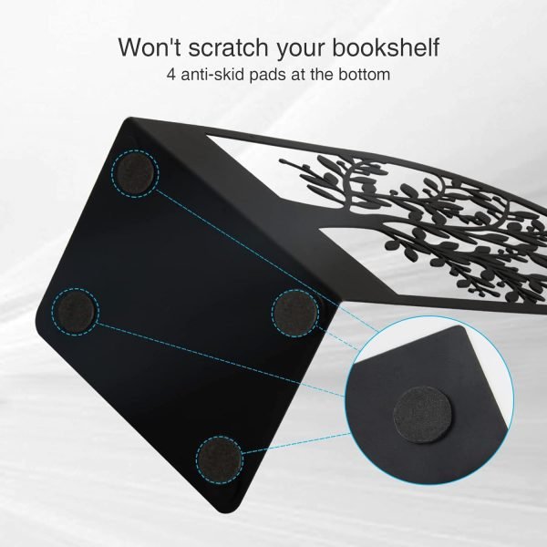 Goodsright Decor Metal Bookend, Tree of Life bookend for Shelves, Home Decorative Bookends for Heavy Books, Black Non-Skid Book Stopper, 7 x 5.5 x 3.5 inch (1 Pair)