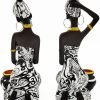Goodsright Decor African Statues Art Sculptures Women Figure Girls Tribal Lady Figurine Black Women Home Decor Collectible Creative Vintage Gift Crafts (Black+White)