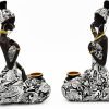 Goodsright Decor African Statues Art Sculptures Women Figure Girls Tribal Lady Figurine Black Women Home Decor Collectible Creative Vintage Gift Crafts (Black+White)