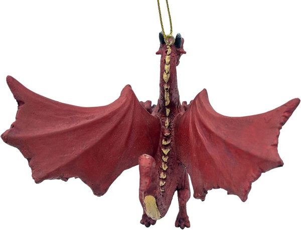 Goodsright Decor Red Flying Gothic Dragon Fantasy Christmas Tree Hanging Ornament Statue