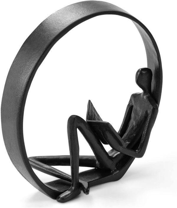617WLuFStRL._AC_SL1500 Goodsright Decor Reading Figurines and Statues - Bookshelf Decorations Objects??Metal Reader Cast Iron Sculpture??Book Lovers Gifts?? Modern Art Shelf D??cor?? Reading Accessories for Book Lovers