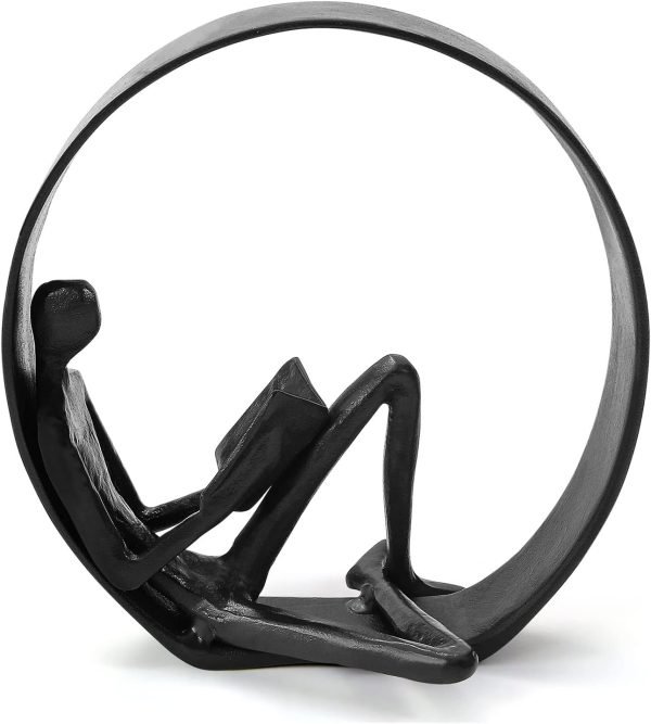 619q_7Vud5L._AC_SL1500 Goodsright Decor Reading Figurines and Statues - Bookshelf Decorations Objects??Metal Reader Cast Iron Sculpture??Book Lovers Gifts?? Modern Art Shelf D??cor?? Reading Accessories for Book Lovers