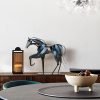 Goodsright Decor Handmade Horse Statue - Unique Rustic Decor for Office & Home - Hand-Painted Metal Sculpture - Perfect Handicraft Gift for Horse Lovers (Blue)