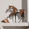 Goodsright Decor Metal Horse Statue Decor, Handmade Strong Modern Horse Sculpture Handicraft, Rustic Metal Statue Decorations Gift for Home Office Desk Figurine (Brown)
