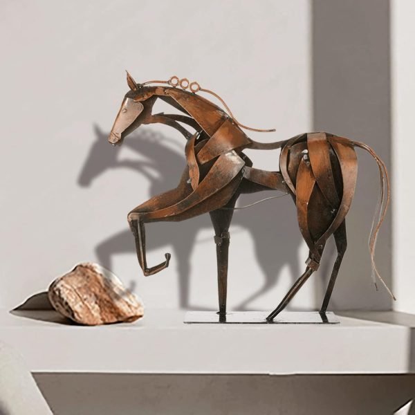 Goodsright Decor Handmade Horse Statue - Unique Rustic Decor for Office & Home - Hand-Painted Metal Sculpture - Perfect Handicraft Gift for Horse Lovers (Blue)