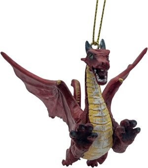 61MxjTZHvKL._AC_SL1500 Goodsright Decor Red Flying Gothic Dragon Fantasy Christmas Tree Hanging Ornament Statue