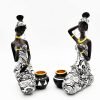 Goodsright Decor African Statues Art Sculptures Women Figure Girls Tribal Lady Figurine Black Women Home Decor Collectible Creative Vintage Gift Crafts (Black+White)