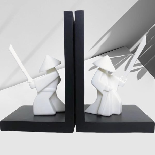61QxSvKbGfL._AC_SL1500 Goodsright Decor Chivalrous Samurai Bookends, Modern Chinese Tai Chi Character Book Ends, Heavy Abstract Bookend, Japanese Warrior Statue Book Stoppers, Kongfu Non-Slip Crafts Book Ends, for Office Home Decor(Color:B)
