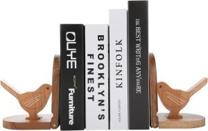 Goodsright Decor Book Ends Decorative,Bird Wooden Book Holder for Shelves,Non-Skid Book Stoppers for Home Decor, Wood Decorative Bookends,Vintage Unique Book Ends for Office Home (1Pair/2Piece)
