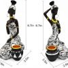 Goodsright Decor African Statues Art Sculptures Women Figure Girls Tribal Lady Figurine Black Women Home Decor Collectible Creative Vintage Gift Crafts (Black+White)