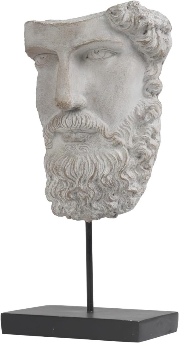 Goodsright Decor Greek Statue Sculptures Home Decor - Resin Bust Statue Zeus Statue on Metal Pole and Resin Base Greek God Statues for Living Room Shelf Office Table TV Stand Art Decor 8.25*4.5*16 Inch