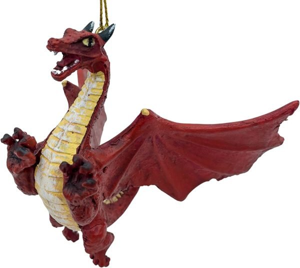 Goodsright Decor Red Flying Gothic Dragon Fantasy Christmas Tree Hanging Ornament Statue