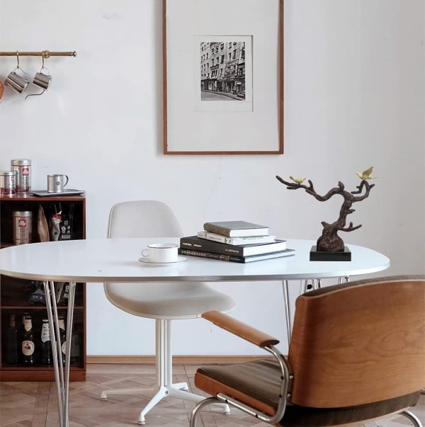 Goodsright Decor Sculptures Home Decor,Abstract Art Figurines, Centerpiece Table Decorations,Resin Tree Bird Statues with Stone Base,Modern Shelf Accents for Living Room Bedroom Office Desk